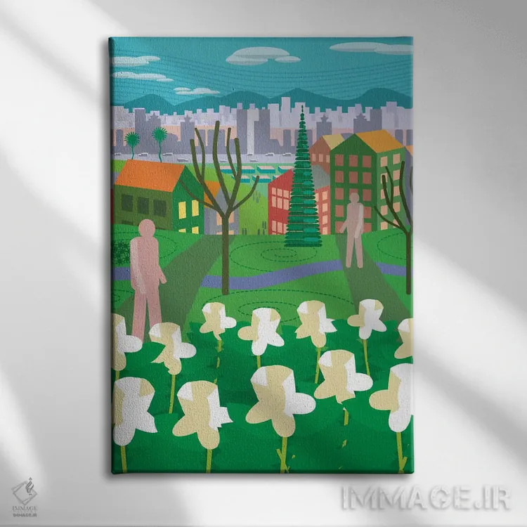 تابلو انتزاعی آرکادیای ونکوور اثر چارلز هارکر - نمای روبهرو روی دیوار