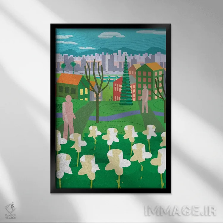 تابلو انتزاعی آرکادیای ونکوور اثر چارلز هارکر - نمای قابدار مشکی