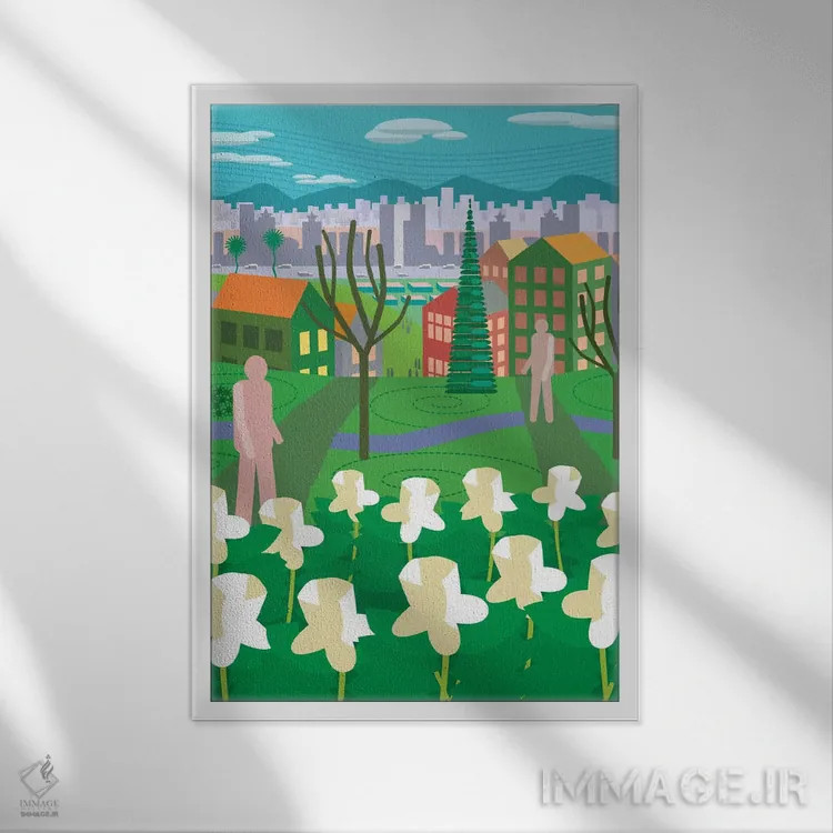 تابلو انتزاعی آرکادیای ونکوور اثر چارلز هارکر - نمای قابدار سفید