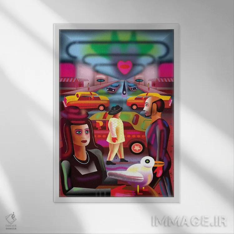 تابلو دکوراتیو تاکسیرانی اثر چارلز هارکر - نمای قابدار سفید