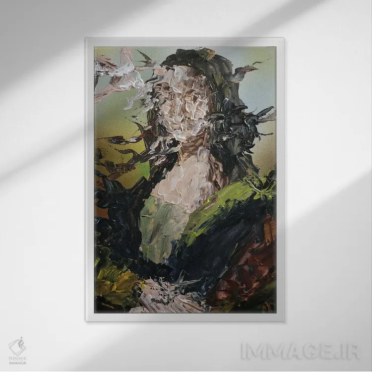 تابلو دکوراتیو مونالیزای انتزاعی اثر اندرو هار - نمای قابدار سفید