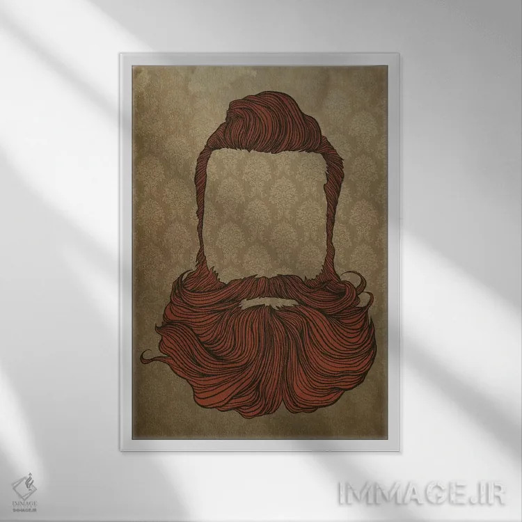 تابلو دکوراتیو ریش کامل اثر فایو بای فایو کالکتیو - نمای قابدار سفید
