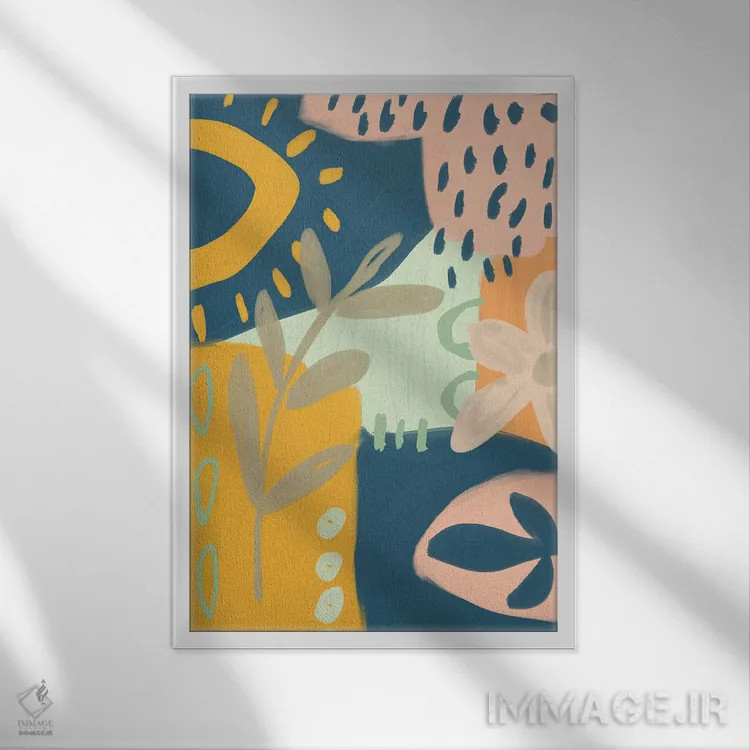 تابلو انتزاعی باران تابستانی اثر آندریا هازه - نمای قابدار سفید