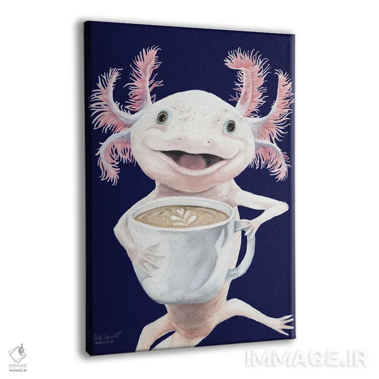 تابلو دکوراتیو Axolotl Coffee,آکسولاته، قهوه آکسولوتل اثر هالی سیمنتال - نمای پرسپکتیو محصول