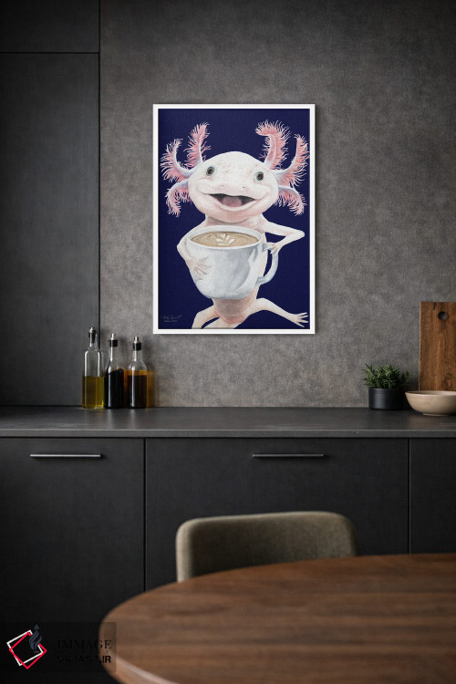 تابلو دکوراتیو Axolotl Coffee,آکسولاته، قهوه آکسولوتل اثر هالی سیمنتال - D1W
