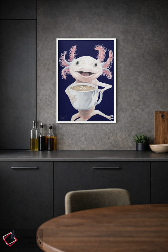 تابلو دکوراتیو Axolotl Coffee,آکسولاته، قهوه آکسولوتل اثر هالی سیمنتال - D1W