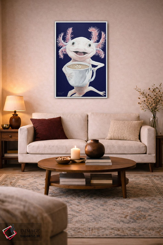 تابلو دکوراتیو Axolotl Coffee,آکسولاته، قهوه آکسولوتل اثر هالی سیمنتال - D2W