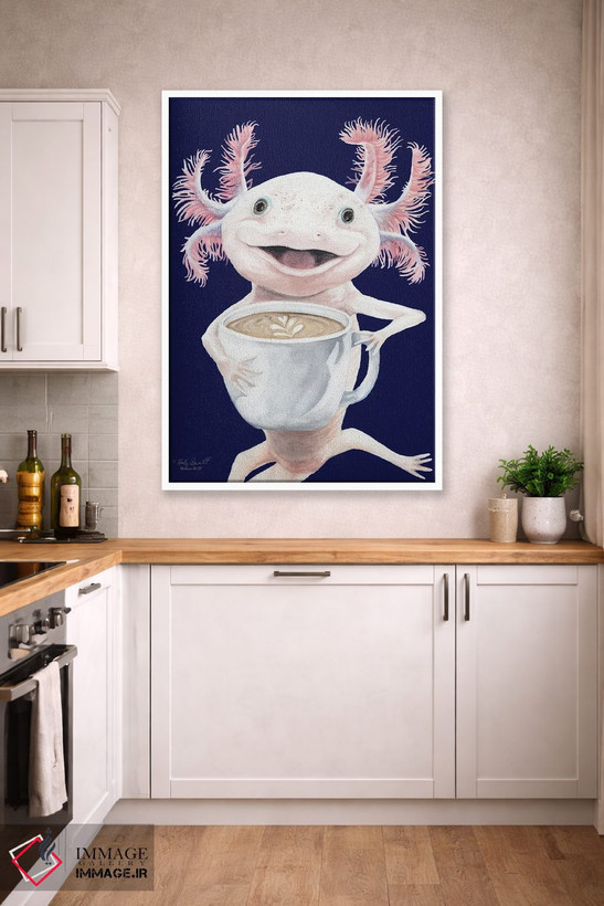 تابلو دکوراتیو Axolotl Coffee,آکسولاته، قهوه آکسولوتل اثر هالی سیمنتال - D3W