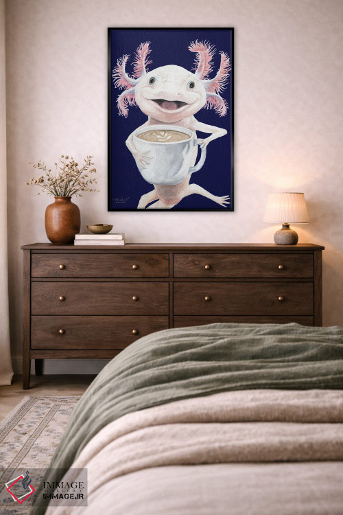 تابلو دکوراتیو Axolotl Coffee,آکسولاته، قهوه آکسولوتل اثر هالی سیمنتال - D5B