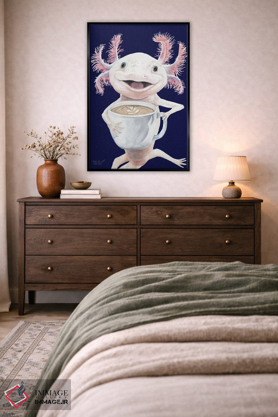 تابلو دکوراتیو Axolotl Coffee,آکسولاته، قهوه آکسولوتل اثر هالی سیمنتال - D5B