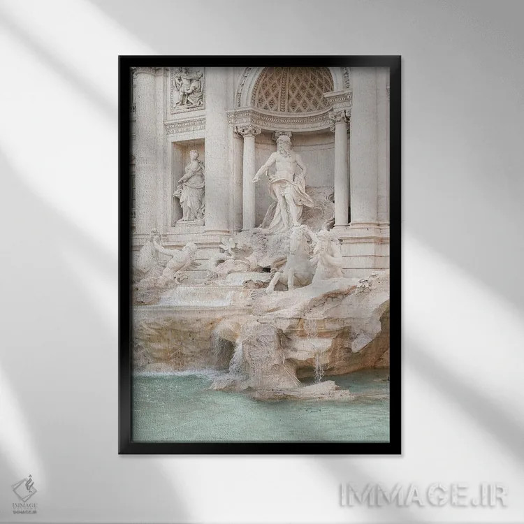 تابلو دکوراتیو Italy,فواره تروی رم، ایتالیا اثر هنریکه شنک - نمای قابدار مشکی