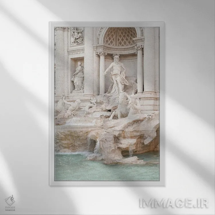 تابلو دکوراتیو Italy,فواره تروی رم، ایتالیا اثر هنریکه شنک - نمای قابدار سفید