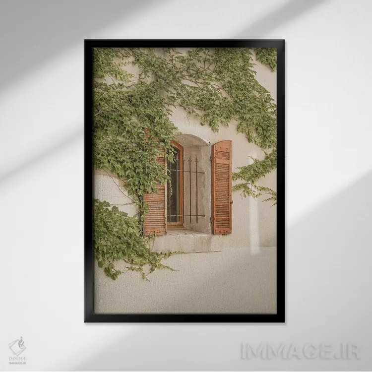 تابلو دکوراتیو کرکره پنجره فرانسوی اثر هنریکه شنک - نمای قابدار مشکی