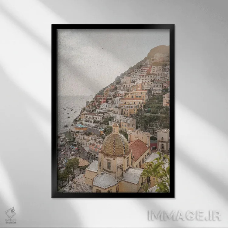تابلو دکوراتیو Italy,روستای پوزیتانو، ایتالیا اثر هنریکه شنک - نمای قابدار مشکی