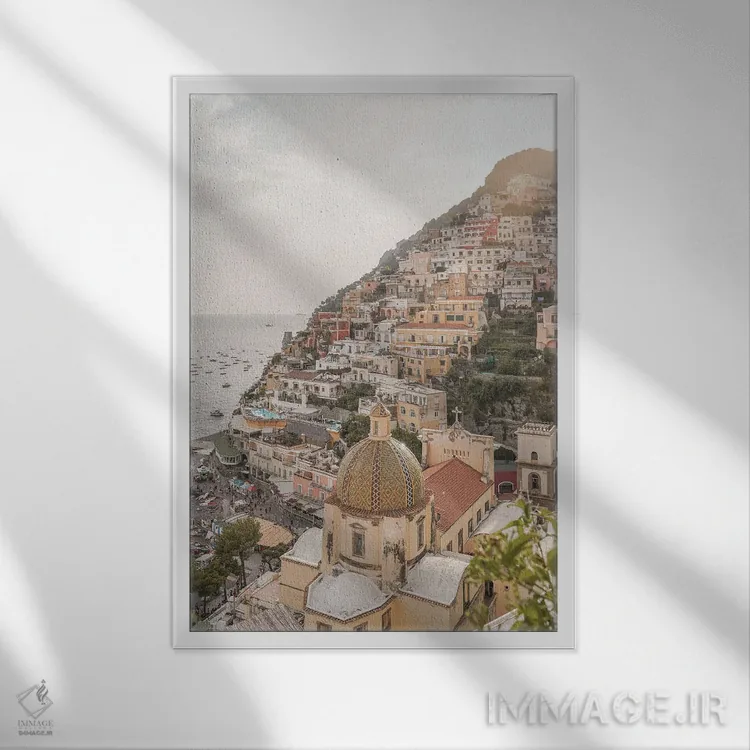 تابلو دکوراتیو Italy,روستای پوزیتانو، ایتالیا اثر هنریکه شنک - نمای قابدار سفید