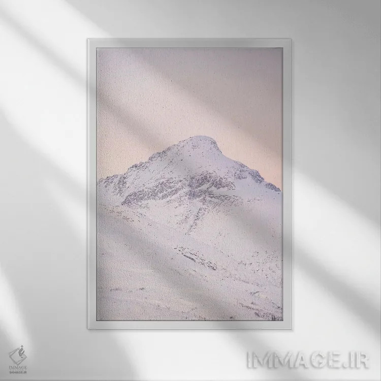 تابلو دکوراتیو غروب در کوهستان اثر هنریکه شنک - نمای قابدار سفید