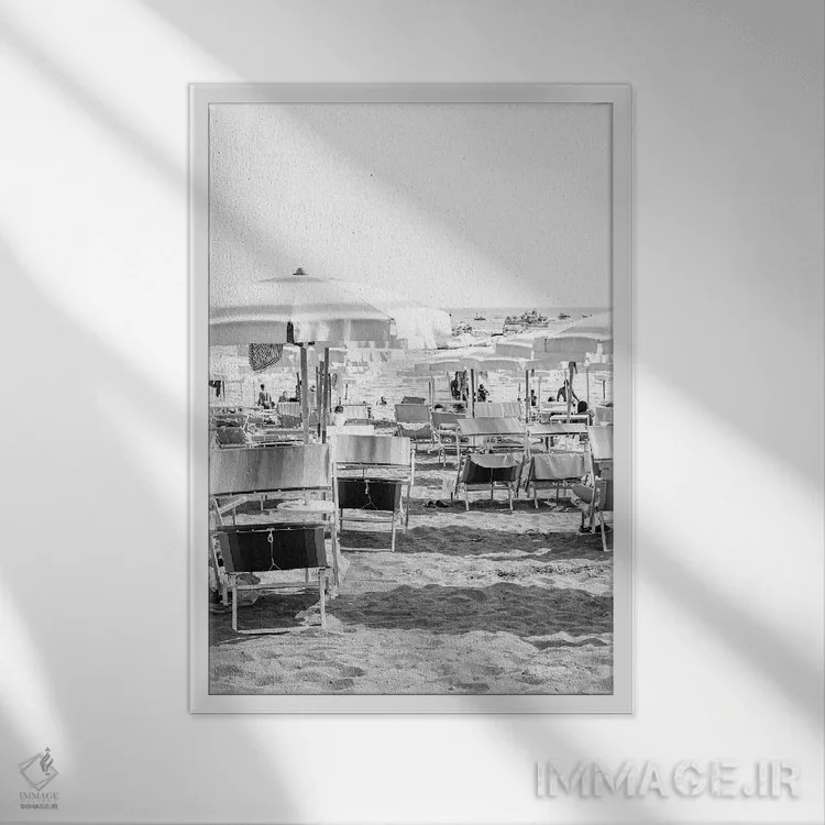 تابلو دکوراتیو ساحل ایتالیایی اثر هنریکه شنک - نمای قابدار سفید