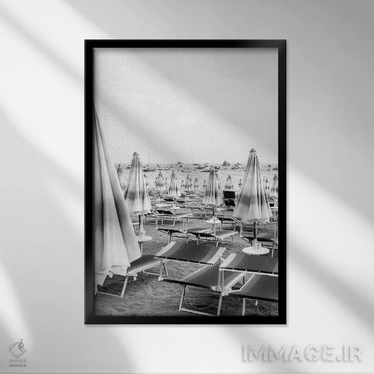 تابلو دکوراتیو ساحل ایتالیایی ۲ اثر هنریکه شنک - نمای قابدار مشکی