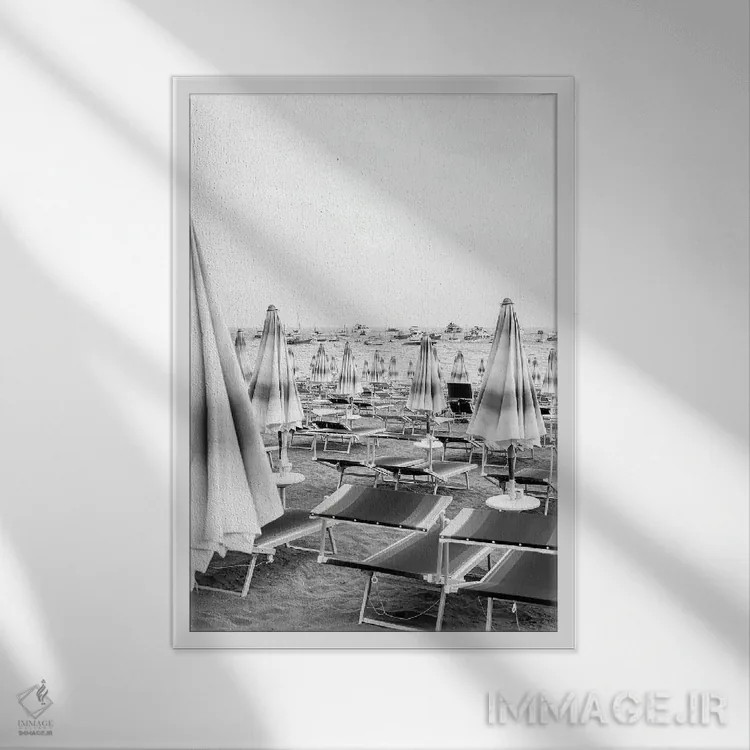 تابلو دکوراتیو ساحل ایتالیایی ۲ اثر هنریکه شنک - نمای قابدار سفید