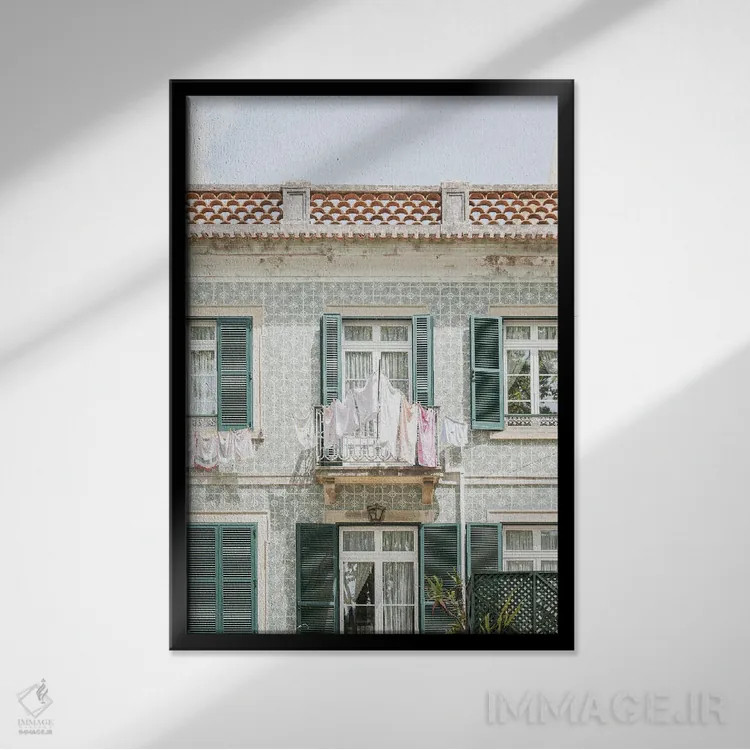 تابلو دکوراتیو روز رختشویی در سینترا اثر هنریکه شنک - نمای قابدار مشکی