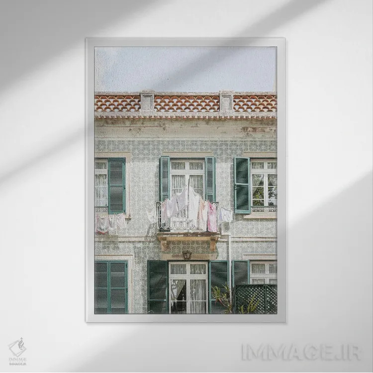تابلو دکوراتیو روز رختشویی در سینترا اثر هنریکه شنک - نمای قابدار سفید
