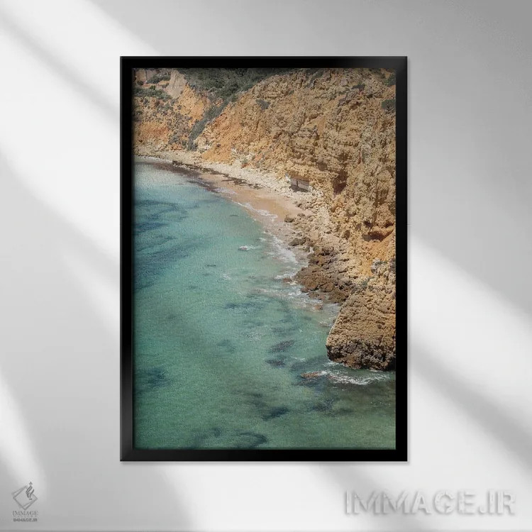تابلو دکوراتیو ساحل صخره ای اثر هنریکه شنک - نمای قابدار مشکی