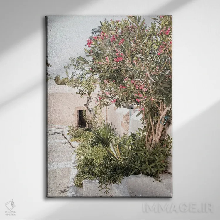 تابلو دکوراتیو روستای سفید در یونان اثر هنریکه شنک - نمای روبهرو روی دیوار