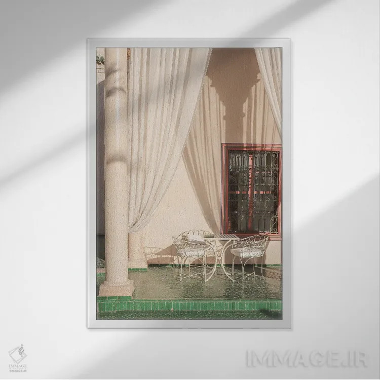 تابلو دکوراتیو تابستان در مراکش اثر هنریکه شنک - نمای قابدار سفید