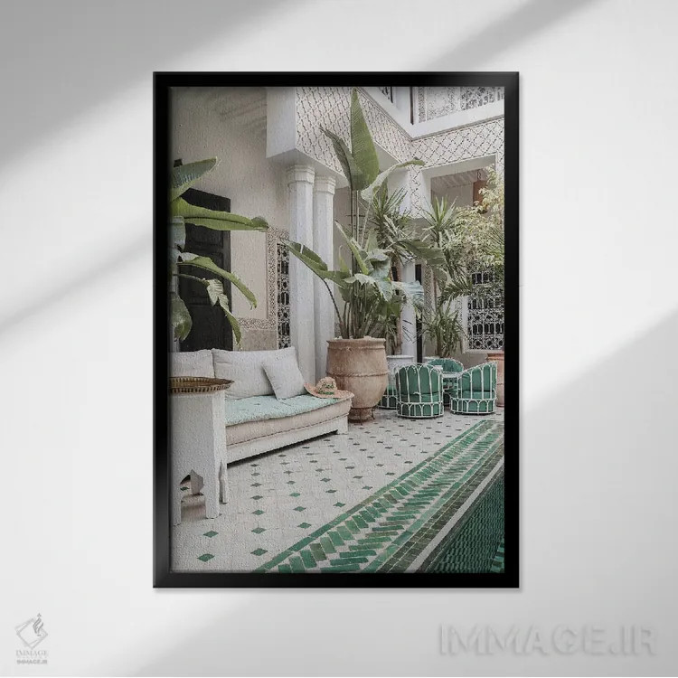 تابلو دکوراتیو ریاض گرمسیری در مراکش اثر هنریکه شنک - نمای قابدار مشکی