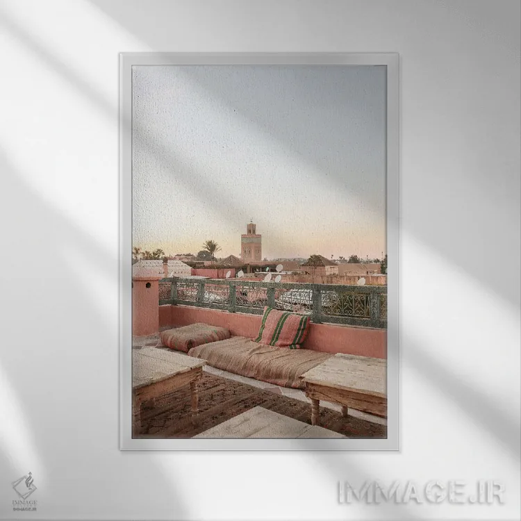 تابلو دکوراتیو غروب در مراکش اثر هنریکه شنک - نمای قابدار سفید