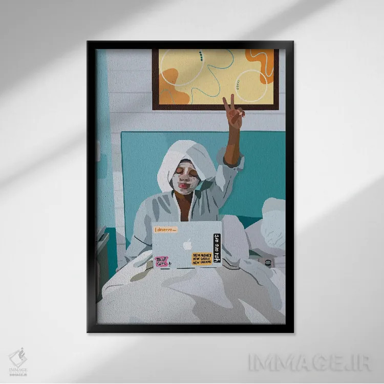 تابلو دکوراتیو زمان برای خودم اثر آرت پی سی ئی - نمای قابدار مشکی