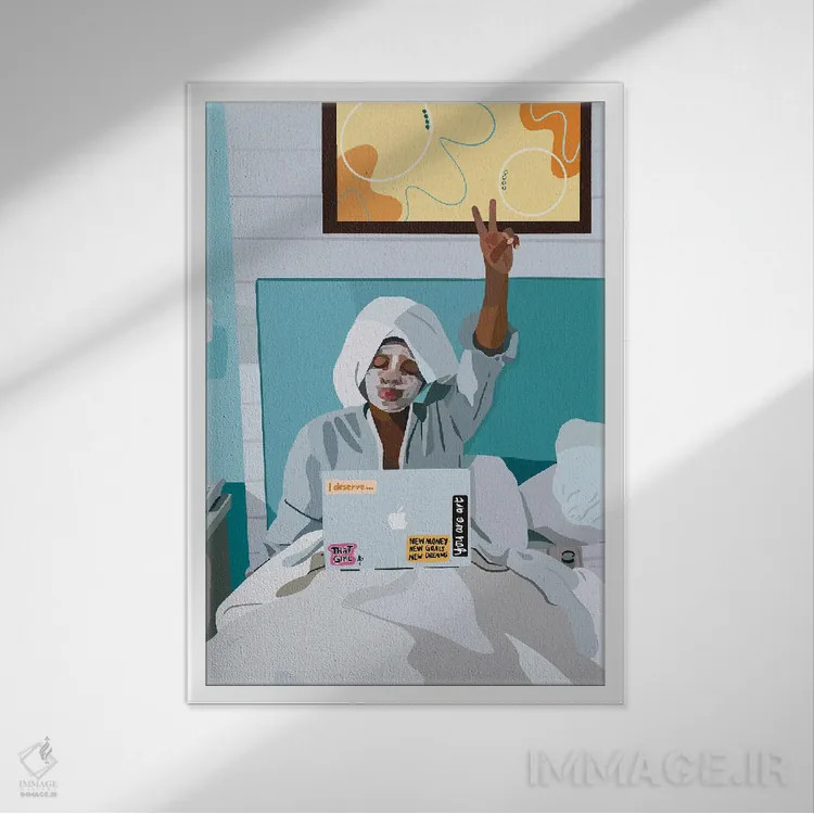 تابلو دکوراتیو زمان برای خودم اثر آرت پی سی ئی - نمای قابدار سفید