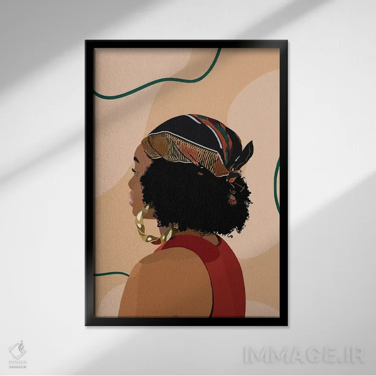 تابلو دکوراتیو روسری سر اثر آرت پی سی ئی - نمای قابدار مشکی