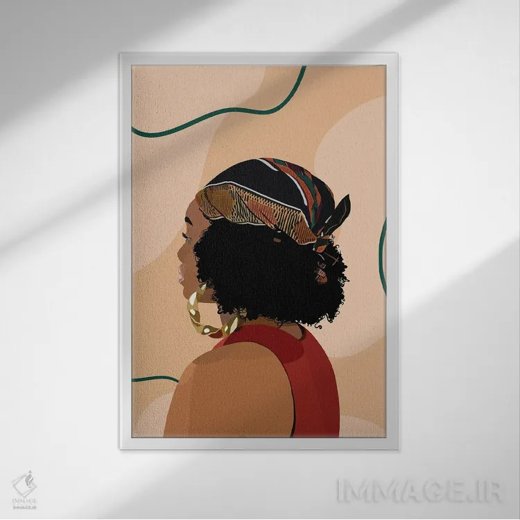 تابلو دکوراتیو روسری سر اثر آرت پی سی ئی - نمای قابدار سفید