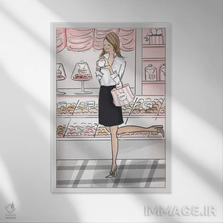 تابلو دکوراتیو در شیرینی فروشی اثر هدر استیلافسن - نمای قابدار سفید
