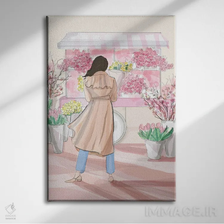 تابلو دکوراتیو گاری گل اثر هدر استیلافسن - نمای روبهرو روی دیوار