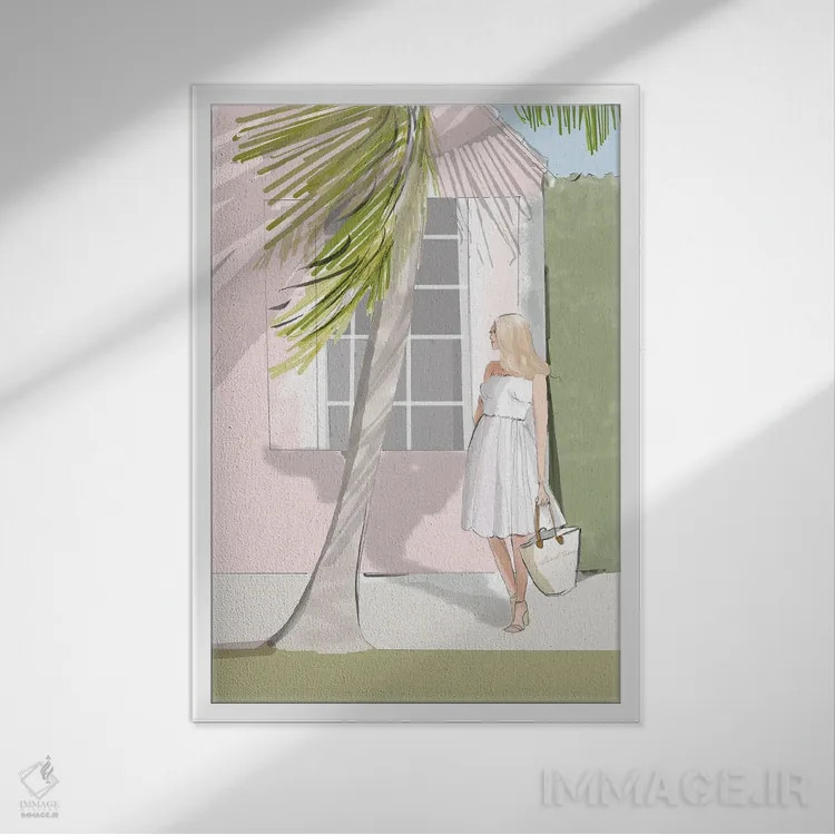 تابلو دکوراتیو زمان جزیره اثر هدر استیلافسن - نمای قابدار سفید