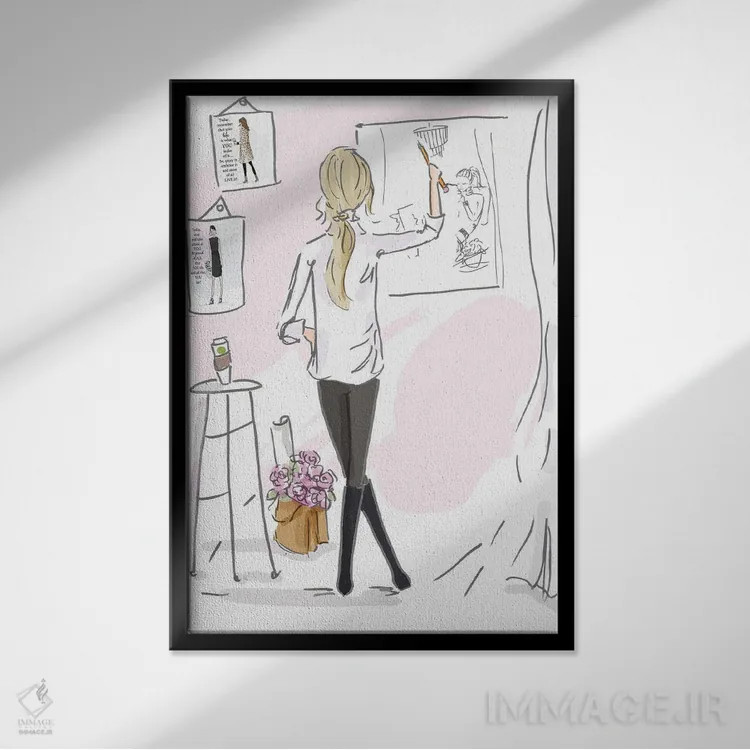 تابلو دکوراتیو دختری که شور و اشتیاق دارد... اثر هدر استیلافسن - نمای قابدار مشکی