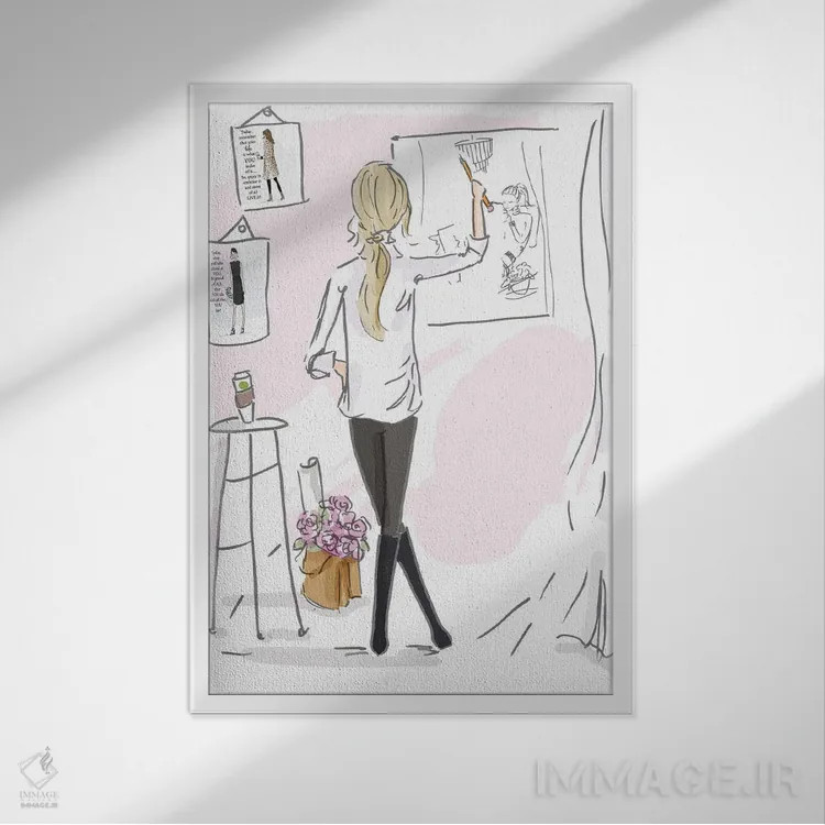 تابلو دکوراتیو دختری که شور و اشتیاق دارد... اثر هدر استیلافسن - نمای قابدار سفید
