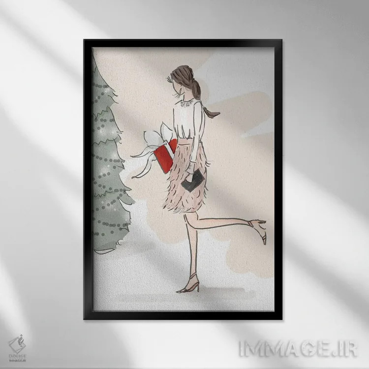 تابلو دکوراتیو کریسمس اثر هدر استیلافسن - نمای قابدار مشکی