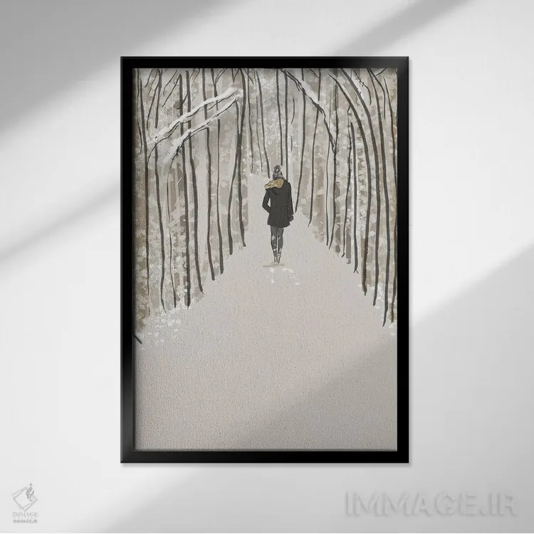 تابلو دکوراتیو قدم زدن در جنگل یعنی... اثر هدر استیلافسن - نمای قابدار مشکی