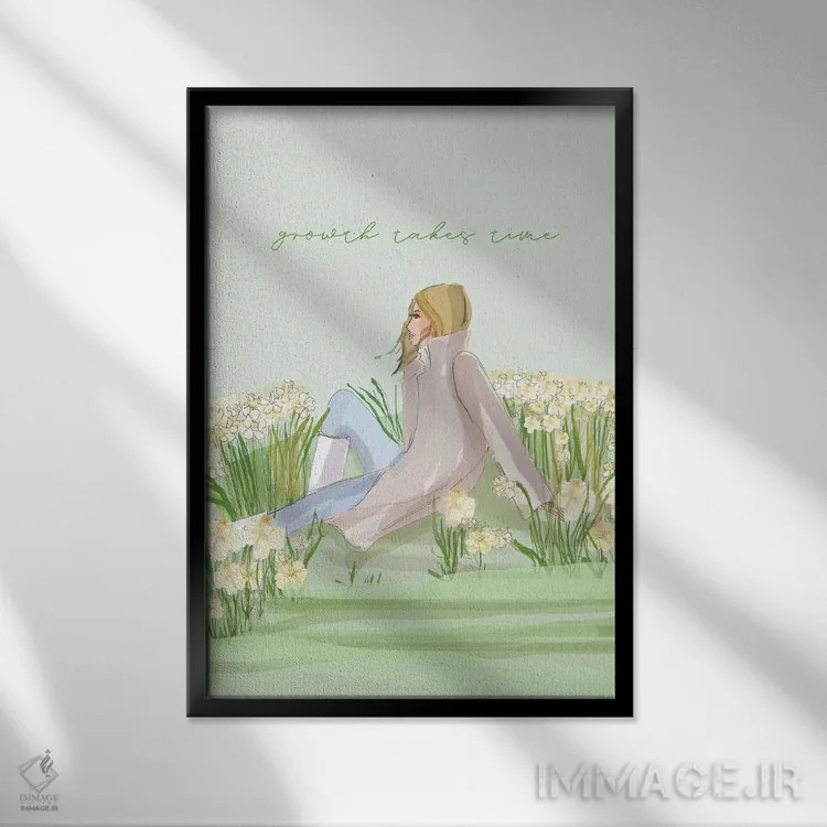 تابلو دکوراتیو رشد زمان می برد اثر هدر استیلافسن - نمای قابدار مشکی