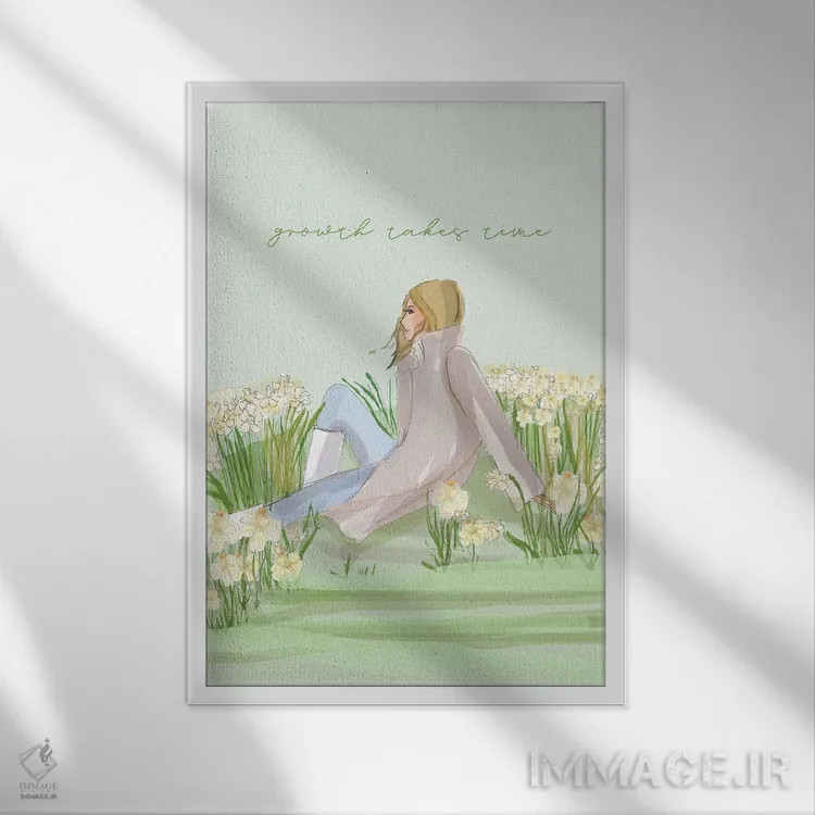 تابلو دکوراتیو رشد زمان می برد اثر هدر استیلافسن - نمای قابدار سفید