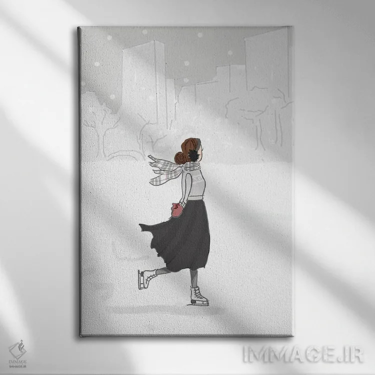 تابلو دکوراتیو اسکیت روی یخ اثر هدر استیلافسن - نمای روبهرو روی دیوار