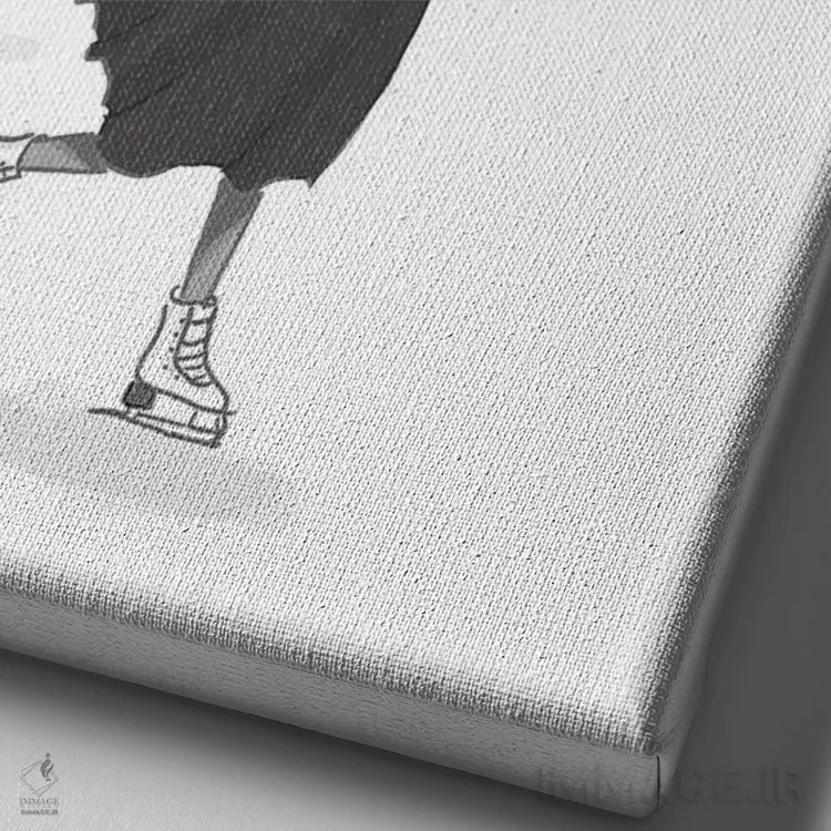 تابلو دکوراتیو اسکیت روی یخ اثر هدر استیلافسن - نمای نزدیک بافت بوم