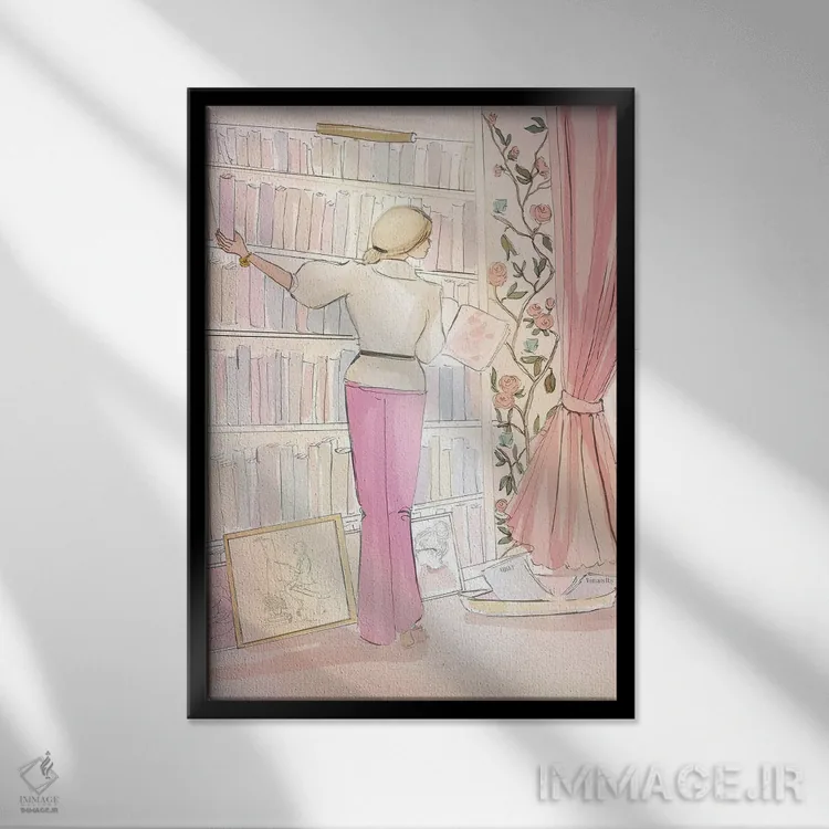 تابلو دکوراتیو در کتابخانه رز اثر هدر استیلافسن - نمای قابدار مشکی