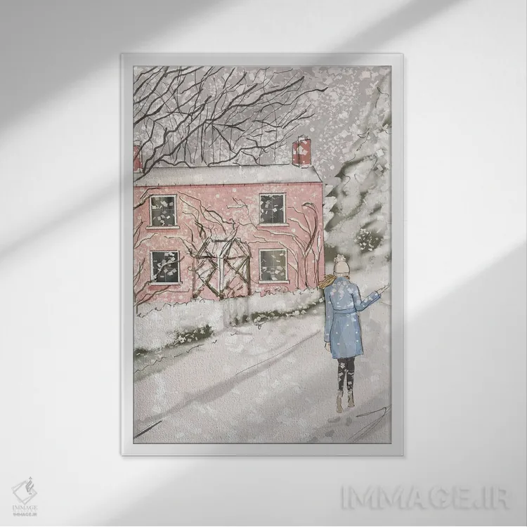 تابلو دکوراتیو کلبه صورتی کودکانه اثر هدر استیلافسن - نمای قابدار سفید