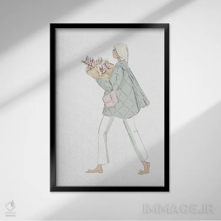 تابلو دکوراتیو ماگنولیا و کارهای روزمره اثر هدر استیلافسن - نمای قابدار مشکی