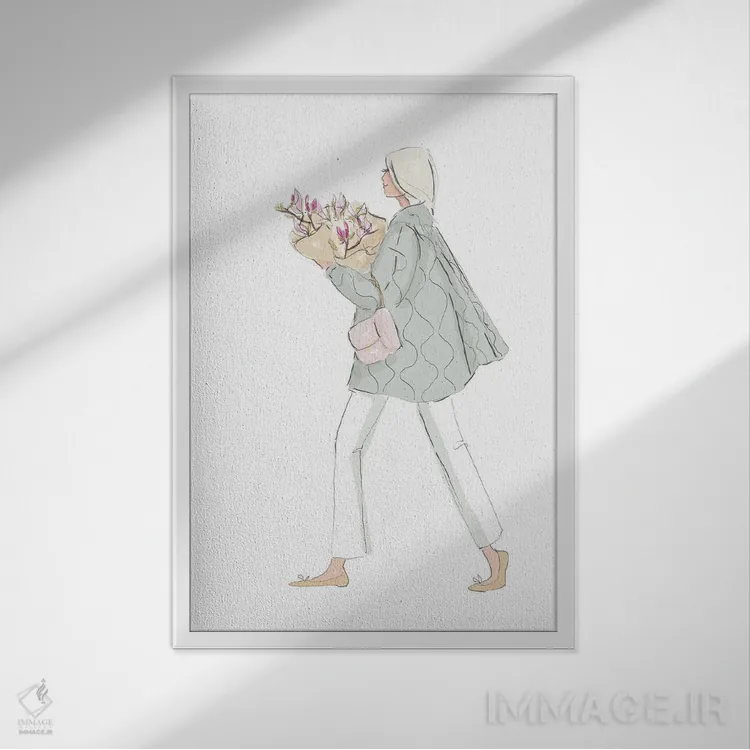 تابلو دکوراتیو ماگنولیا و کارهای روزمره اثر هدر استیلافسن - نمای قابدار سفید