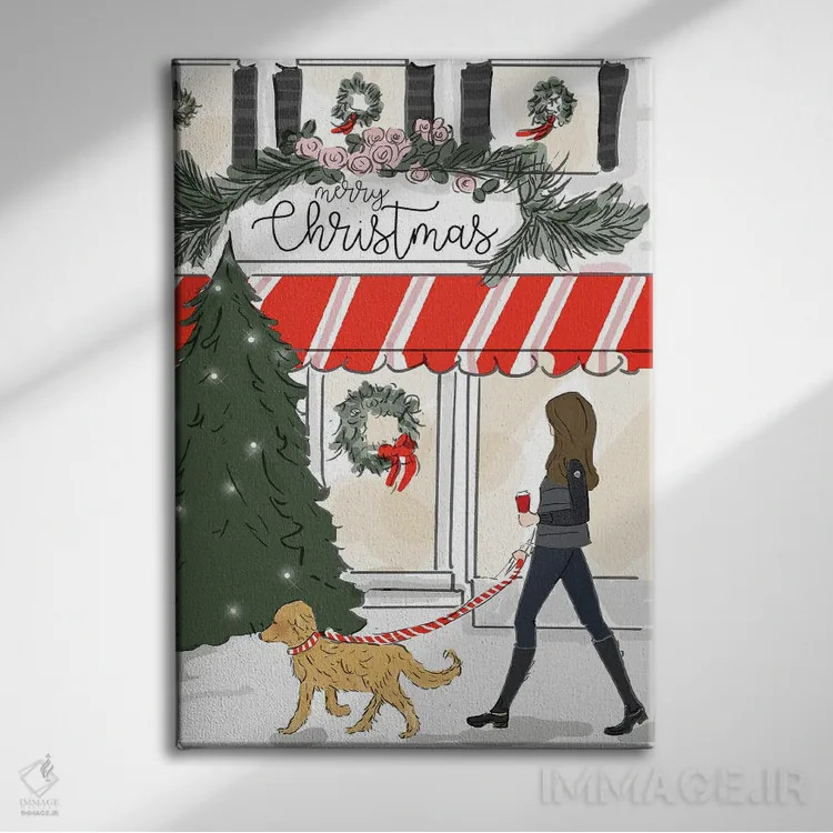 تابلو دکوراتیو کریسمس مبارک در روستا اثر هدر استیلافسن - نمای روبهرو روی دیوار